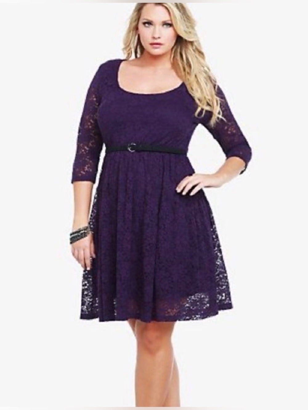 Torrid Purple Lace Skater Dress Midi Purple SZ O (12) Fit and Flare NWT